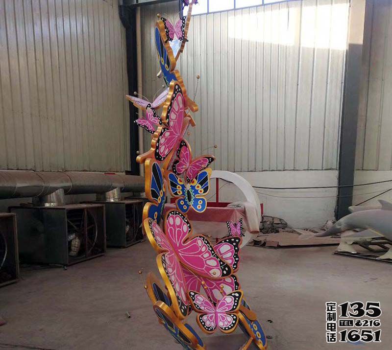 庭院美陳裝飾品玻璃鋼創意彩繪蝴蝶雕塑 庭院美陳裝飾品玻璃鋼創意彩繪蝴蝶雕塑