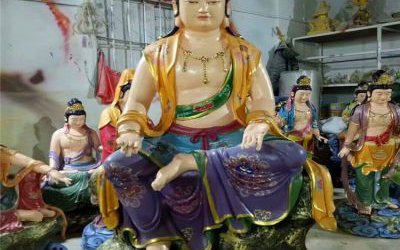 景區寺廟供奉大型玻璃鋼彩繪觀音雕塑