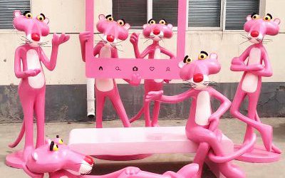 公園卡通創意粉紅豹玻璃鋼雕塑