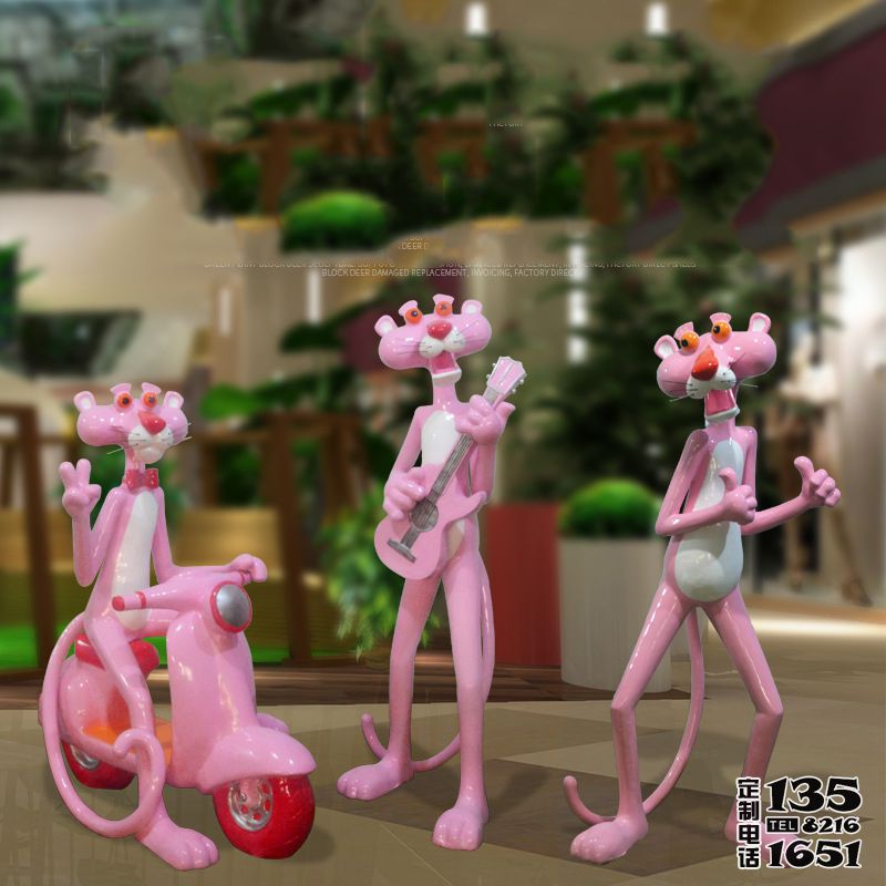 商場(chǎng)室內(nèi)玻璃鋼可愛卡通粉紅豹擺件 商場(chǎng)室內(nèi)玻璃鋼可愛卡通粉紅豹擺件