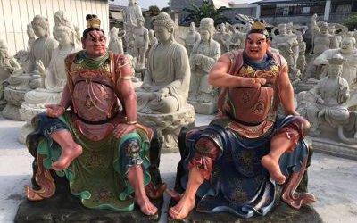 玻璃鋼彩繪寺廟供奉佛像哼哈二將雕塑
