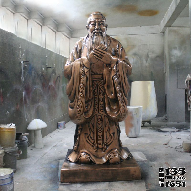 學(xué)院歷史名人孔子玻璃鋼仿銅雕塑 學(xué)院歷史名人孔子玻璃鋼仿銅雕塑
