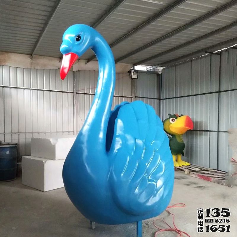 動物園大型玻璃鋼彩繪天鵝雕塑 動物園大型玻璃鋼彩繪天鵝雕塑