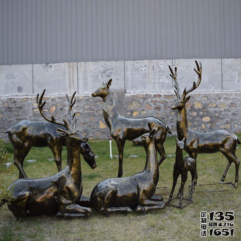 別墅小區大型景觀裝飾品玻璃鋼仿銅梅花鹿雕塑 別墅小區大型景觀裝飾品玻璃鋼仿銅梅花鹿雕塑