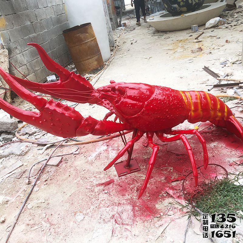 飯店酒店公園擺放的玻璃鋼大型卡通仿真小龍蝦雕塑 飯店酒店公園擺放的玻璃鋼大型卡通仿真小龍蝦雕塑