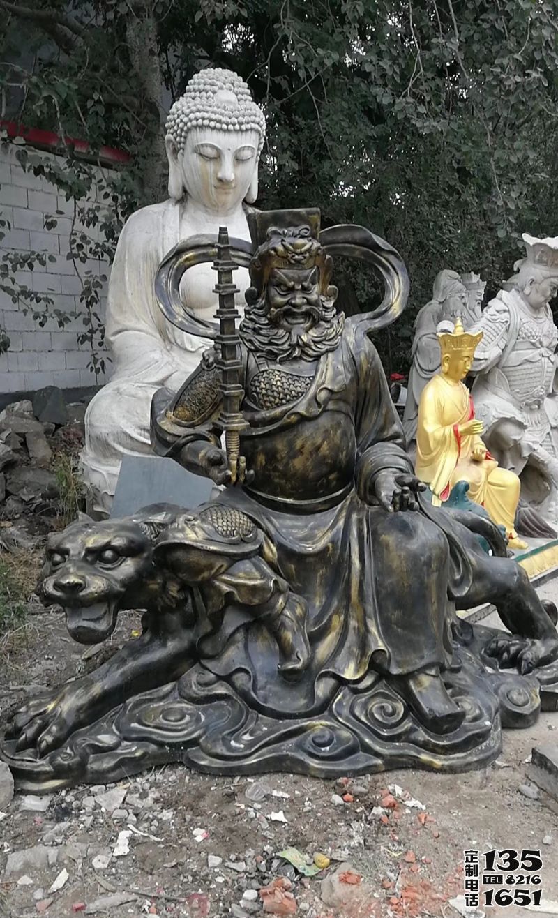 寺廟供奉玻璃鋼仿銅武財神雕塑 寺廟供奉玻璃鋼仿銅武財神雕塑