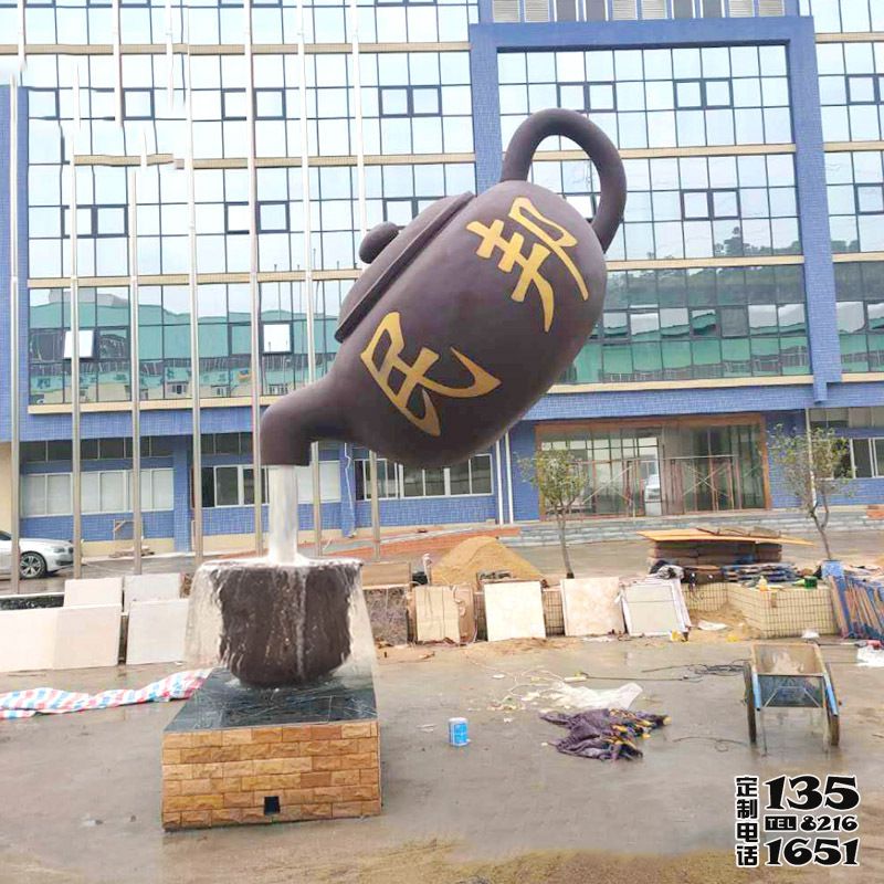 城市街道大型玻璃鋼仿銅流水天壺雕塑 城市街道大型玻璃鋼仿銅流水天壺雕塑