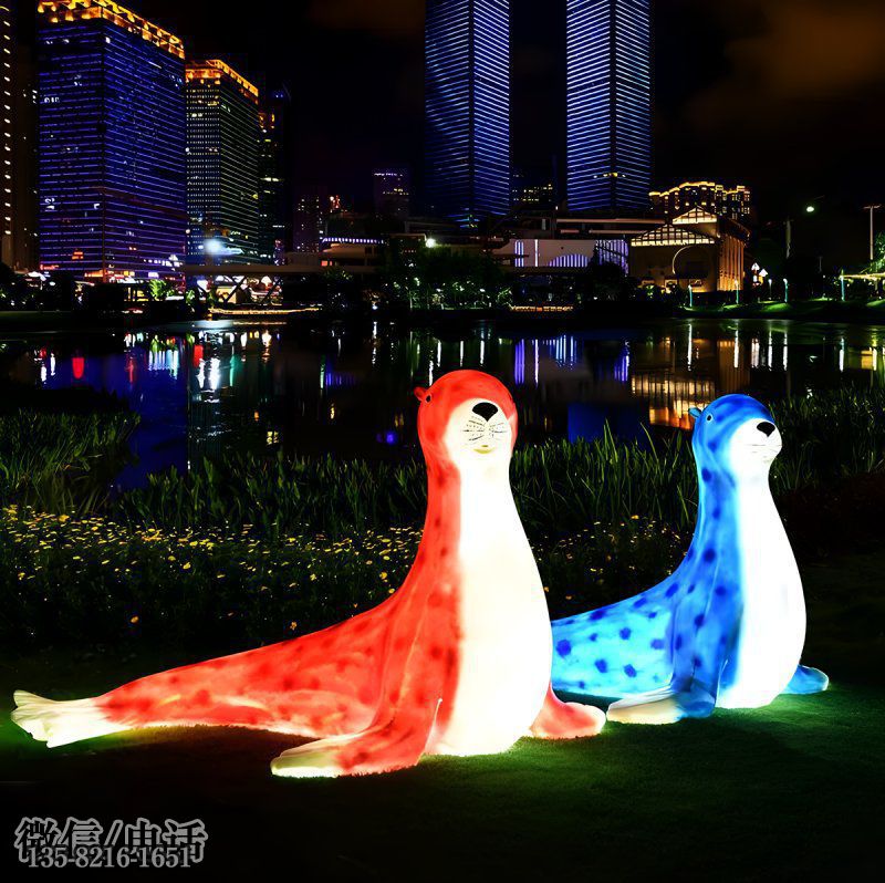 玻璃鋼發(fā)光海豹雕塑 玻璃鋼發(fā)光海豹雕塑